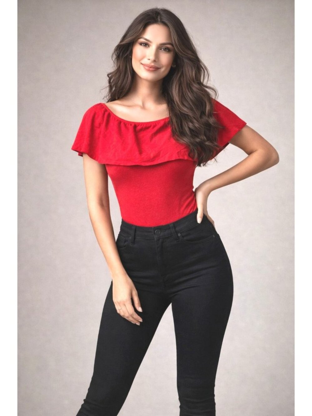 Forever 21 Size 2X Red Off Shoulder Ruffle Bodysuit Bodycon Party Girl Aesthetic
